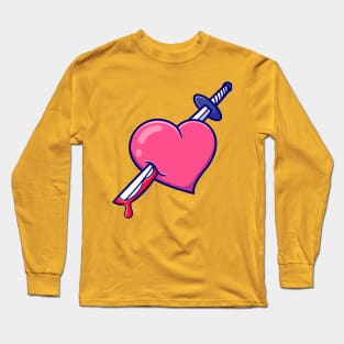 Heart Stabbed Heart Cartoon Long Sleeve T-Shirt